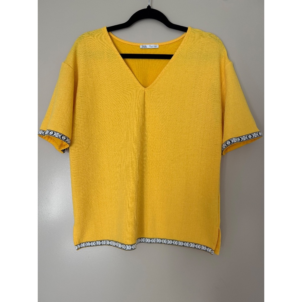 Zara Yellow V-neck Blouse